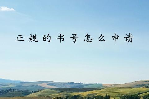 正规的书号怎么申请